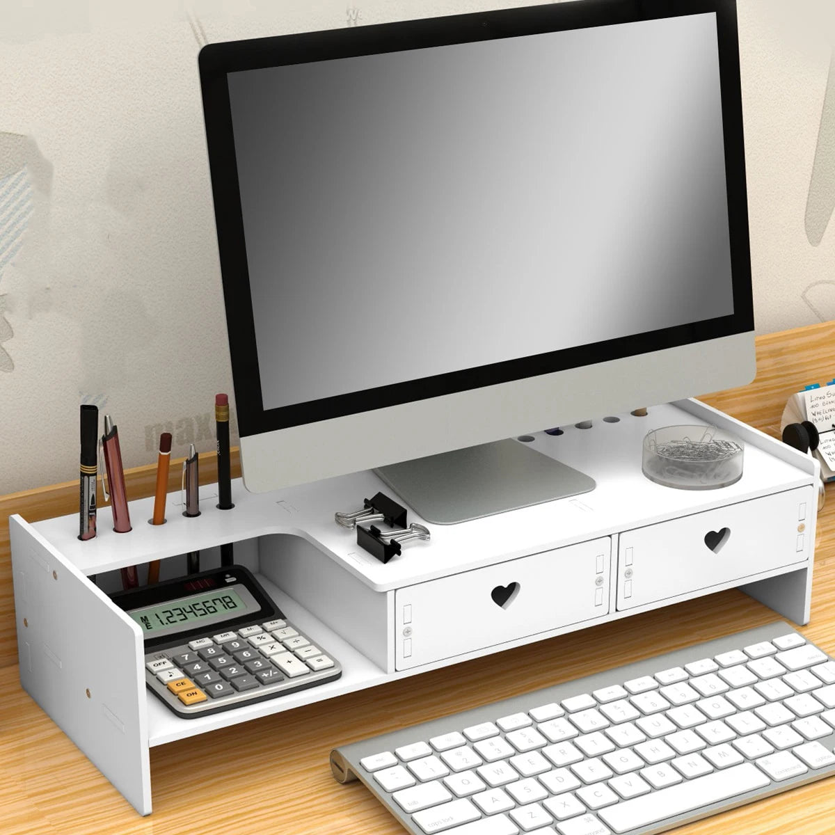 white office monitor stand